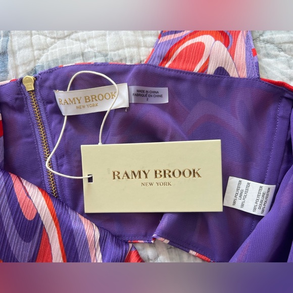 RAMY BROOK New York women’s size 2 purple swirl print Deidra cropped top NEW - Picture 5 of 6